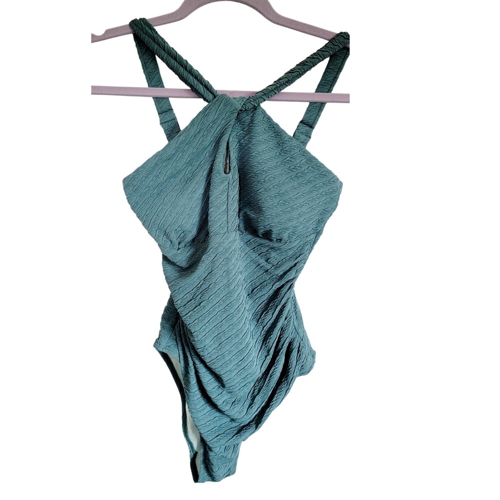 Cupshe S Womens One Piece Swimsuit Forest Green Tummy‎ Contouring NWT